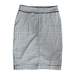 Downeast Pencil Skirt White Grid Pattern Career Wear Business Casual Size Med‎